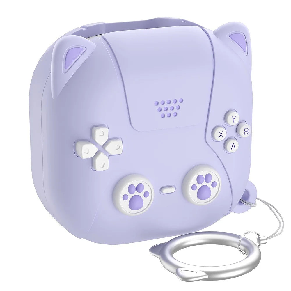 For Samsung Galaxy Buds Live / Buds Pro / Buds2 / Buds2 Pro / Buds FE Case Cute Cat Liquid Silicone Earphone Cover - Light Purple - 1