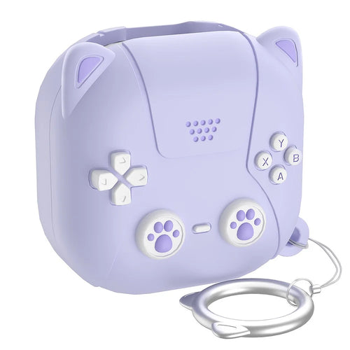 For Samsung Galaxy Buds Live / Buds Pro / Buds2 / Buds2 Pro / Buds FE Case Cute Cat Liquid Silicone Earphone Cover - Light Purple - 1