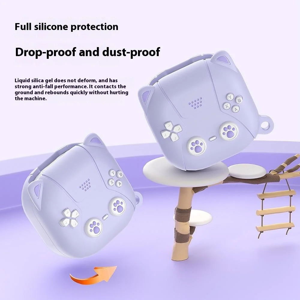 For Samsung Galaxy Buds Live / Buds Pro / Buds2 / Buds2 Pro / Buds FE Case Cute Cat Liquid Silicone Earphone Cover - Light Purple - 2