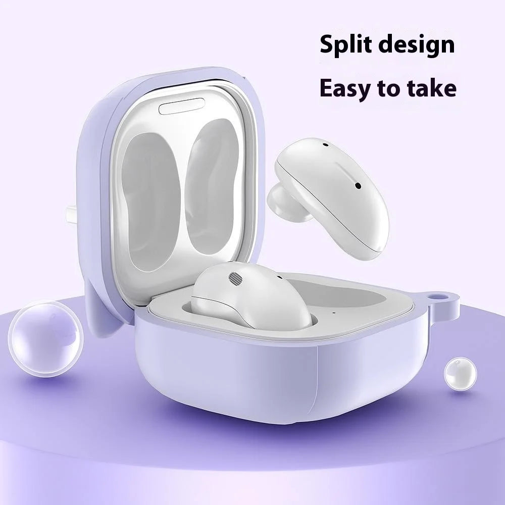 For Samsung Galaxy Buds Live / Buds Pro / Buds2 / Buds2 Pro / Buds FE Case Cute Cat Liquid Silicone Earphone Cover - Light Purple - 4