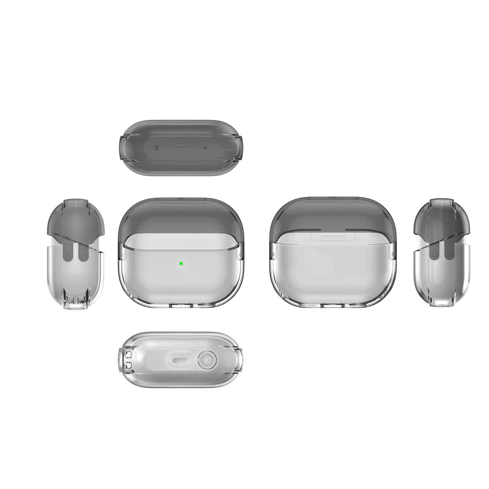 For Samsung Galaxy Buds3 / Buds3 Pro Case PC+TPU Earphone Charging Case Cover - Clear Black - 3