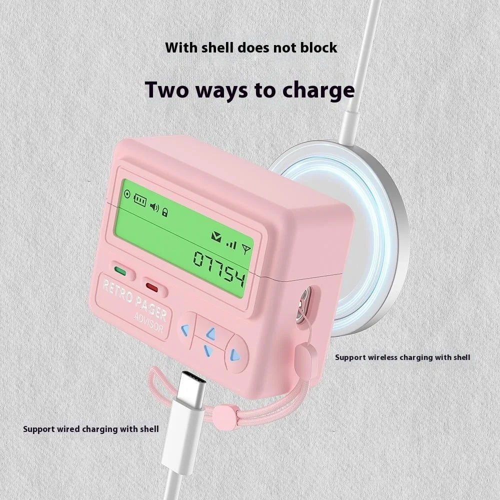 For Apple AirPods Pro 2 / AirPods Pro Case Retro Pager Design Silicone Earbuds Protective Cover - Light Pink - 3