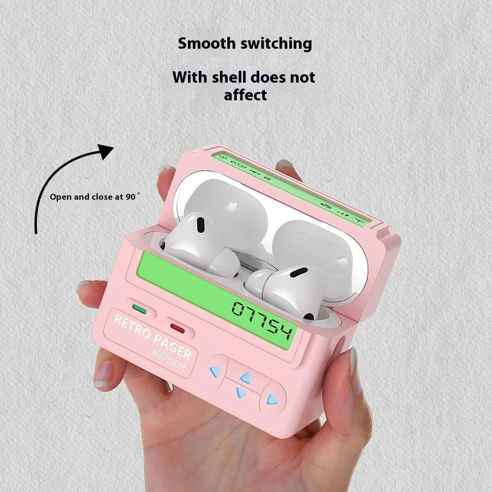 For Apple AirPods Pro 2 / AirPods Pro Case Retro Pager Design Silicone Earbuds Protective Cover - Light Pink - 4