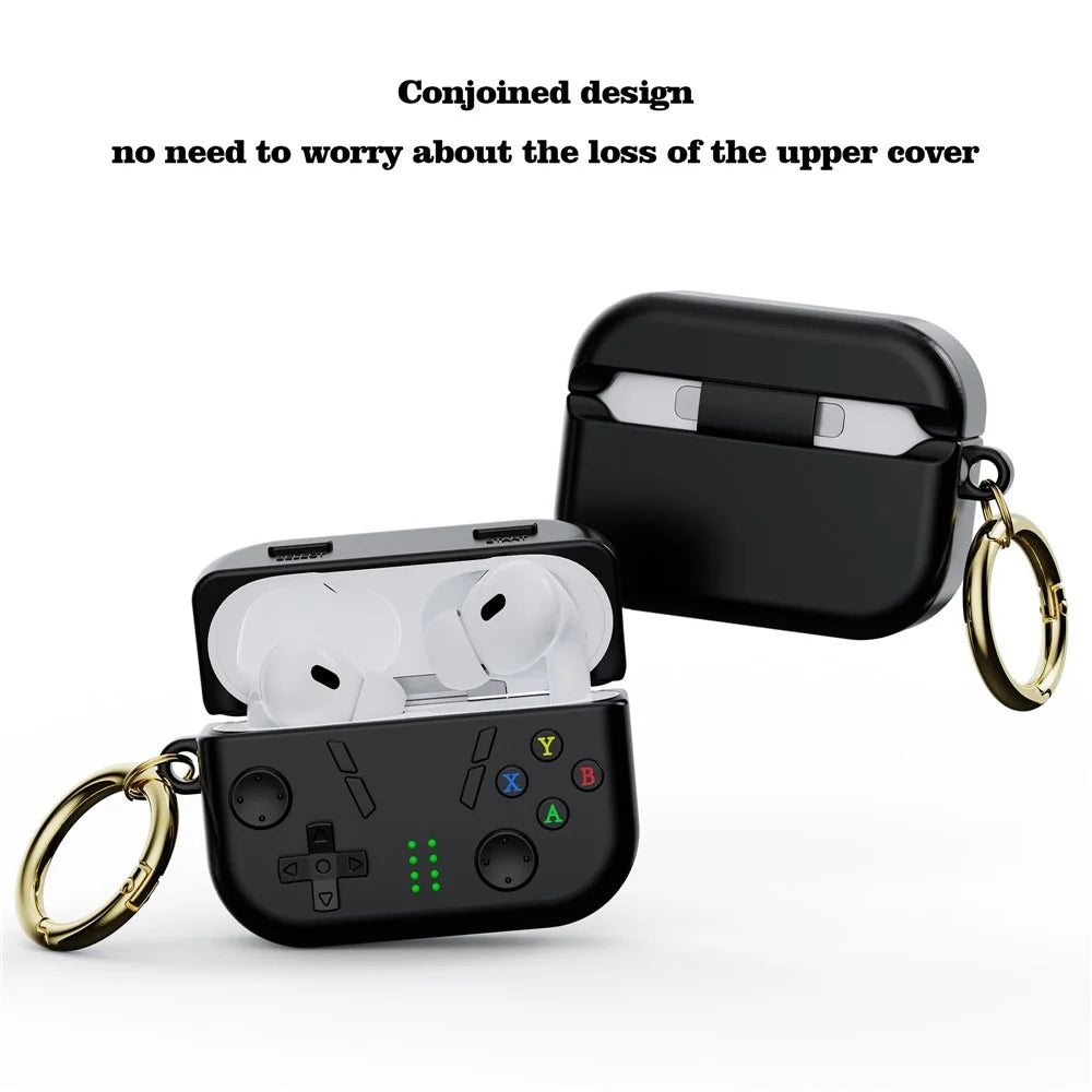 For AirPods Pro 2 Case 3D Gaming Design Silicone Earbuds Cover with Carabiner - Black - 2