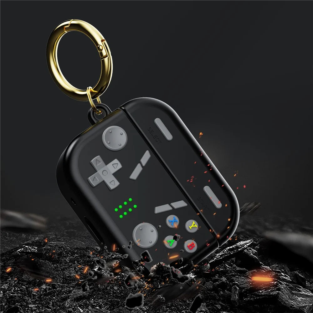 For AirPods Pro 2 Case 3D Gaming Design Silicone Earbuds Cover with Carabiner - Black - 3