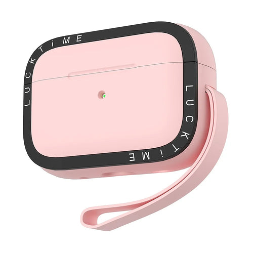 For AirPods Pro 2 Silicone Case Earbuds Shockproof Protective Cover with Anti-Loss Strap - Pink - 1