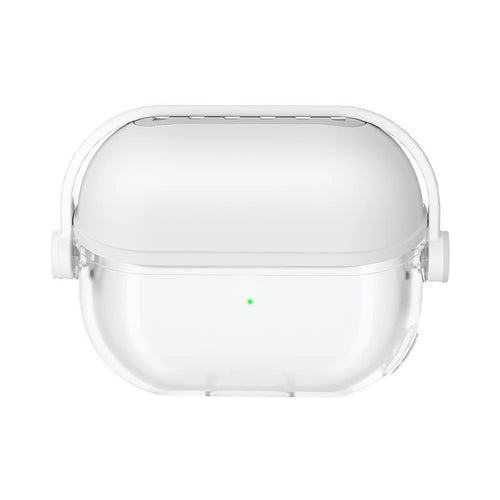 For Samsung Galaxy Buds3 / Buds3 Pro Case Liquid Silicone Earbud Cover with Rotatable Bracket - White - 1