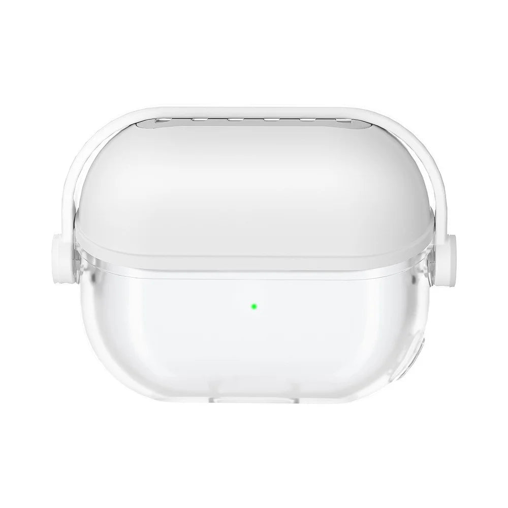 For Samsung Galaxy Buds3 / Buds3 Pro Case Liquid Silicone Earbud Cover with Rotatable Bracket - White - 1