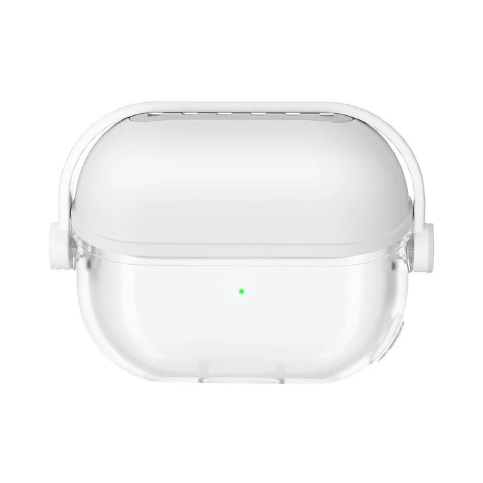 For Samsung Galaxy Buds3 / Buds3 Pro Case Liquid Silicone Earbud Cover with Rotatable Bracket - White - 1