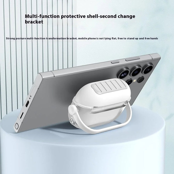 For Samsung Galaxy Buds3 / Buds3 Pro Case Liquid Silicone Earbud Cover with Rotatable Bracket - White - 3