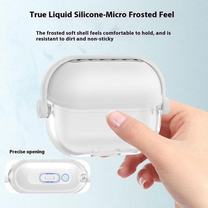 For Samsung Galaxy Buds3 / Buds3 Pro Case Liquid Silicone Earbud Cover with Rotatable Bracket - White - 6