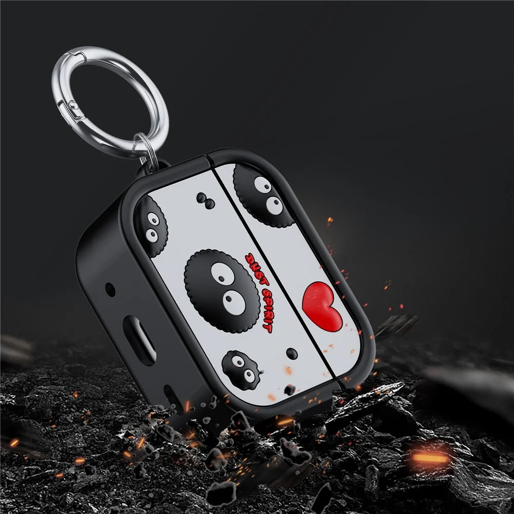 For AirPods Pro 2 Case Cartoon Briquette Silicone Protective Cover with Carabiner - Red  /  Black - 3