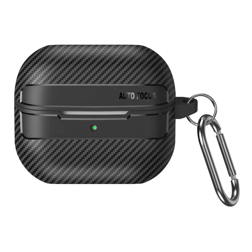For Samsung Galaxy Buds3 / Buds3 Pro Case Carbon Fiber Texture TPU Earbuds Protective Cover with Hook - Black - 1