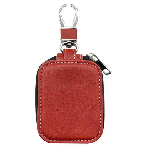 For Apple Series Earbud Storage Case Vertica PU Leather Skin-touch Earphones Carrying Bag, Size: S - Red - 1