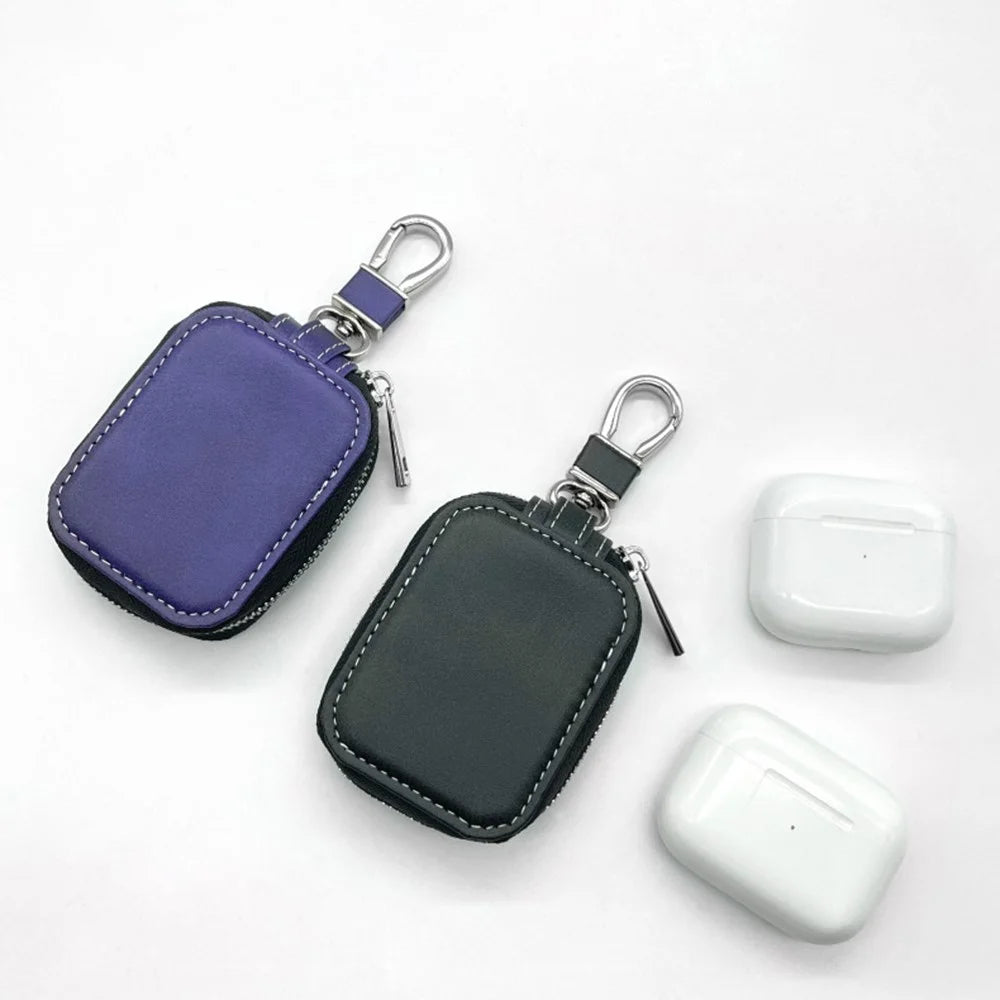 For Apple Series Earbud Storage Case Vertica PU Leather Skin-touch Earphones Carrying Bag, Size: S - Red - 4