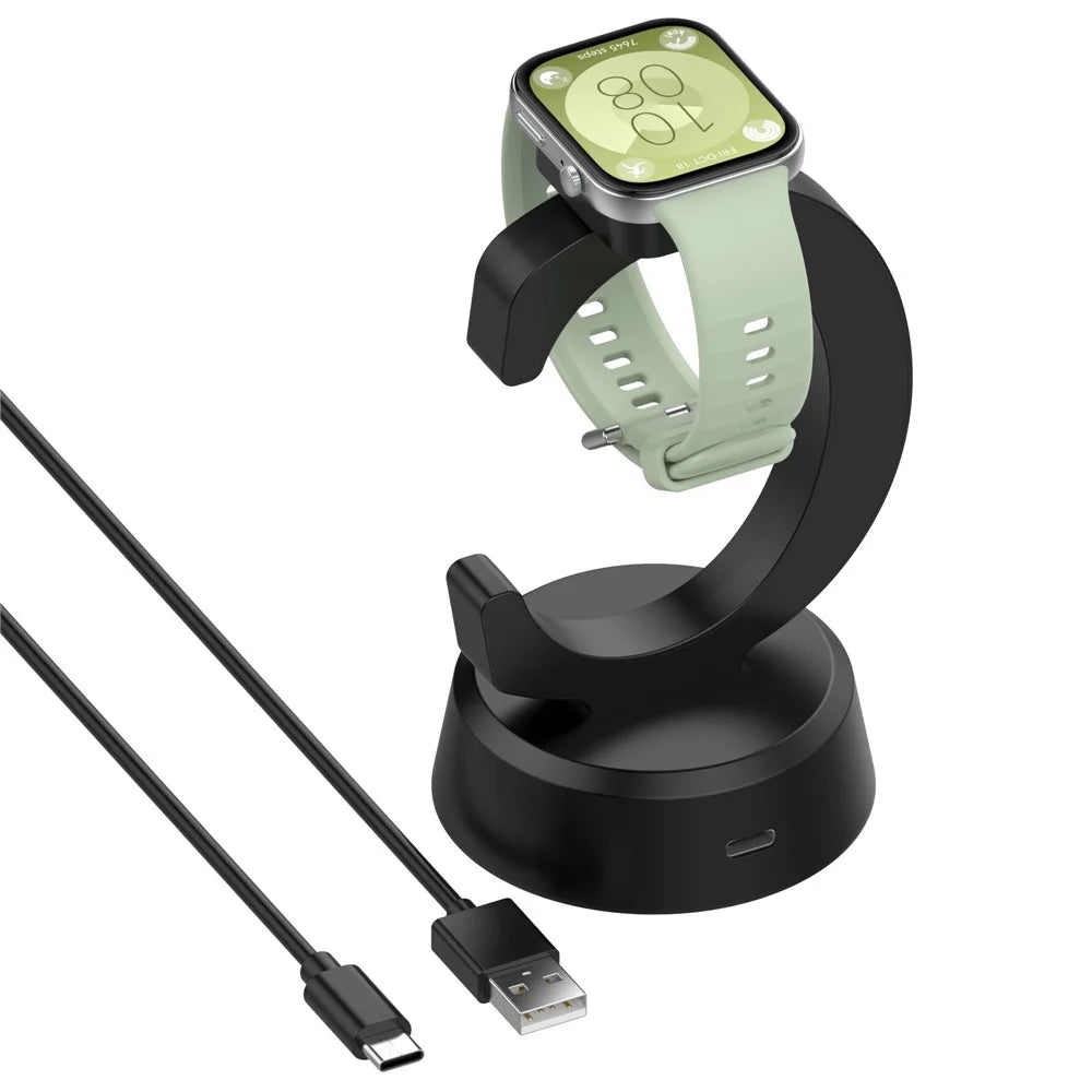 For Huawei Watch Fit 3 / Band 11 Pro / Band 11 / Honor Band 9 Charger Dock C Shape Smart Watch Holder Desk Stand Charging Station with Cable - 2