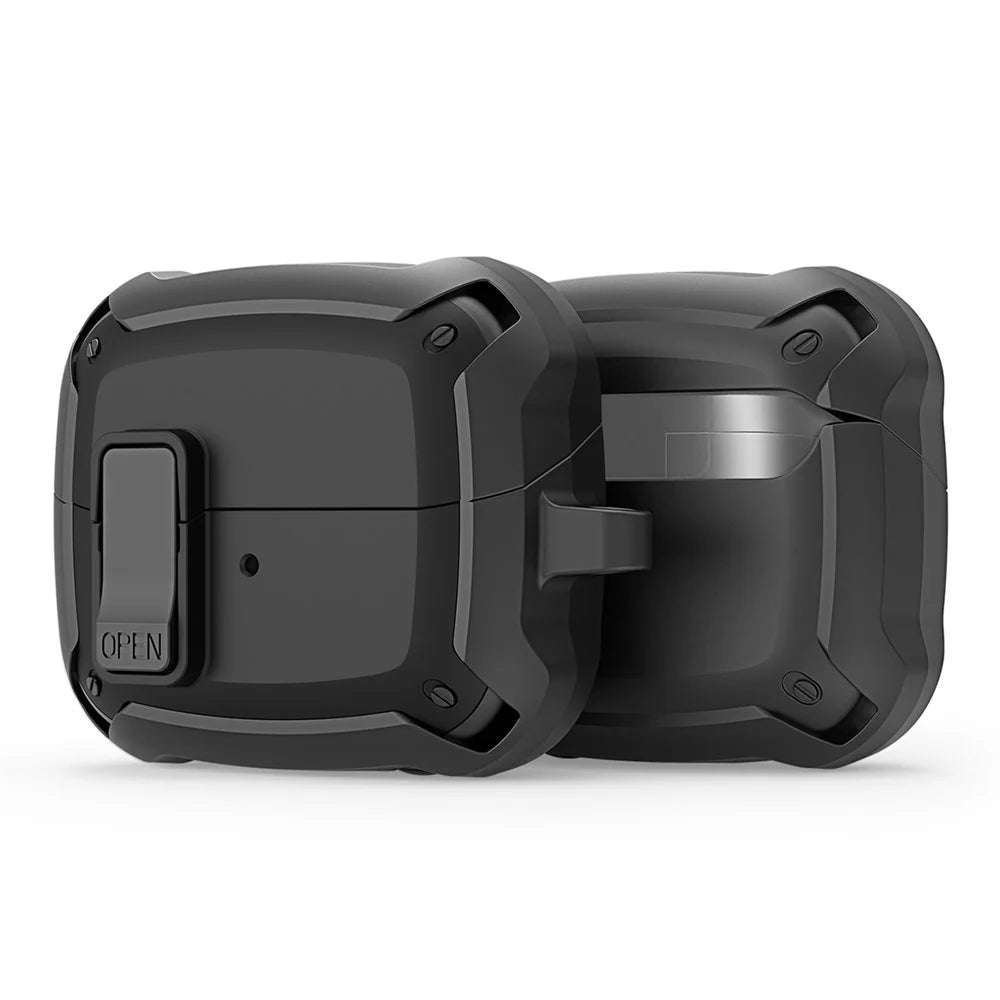 DUX DUCIS SECH Series For Samsung Galaxy Buds3 Pro / Buds3 Earbuds Case PC+TPU Protective Cover with Hook - Black - 1