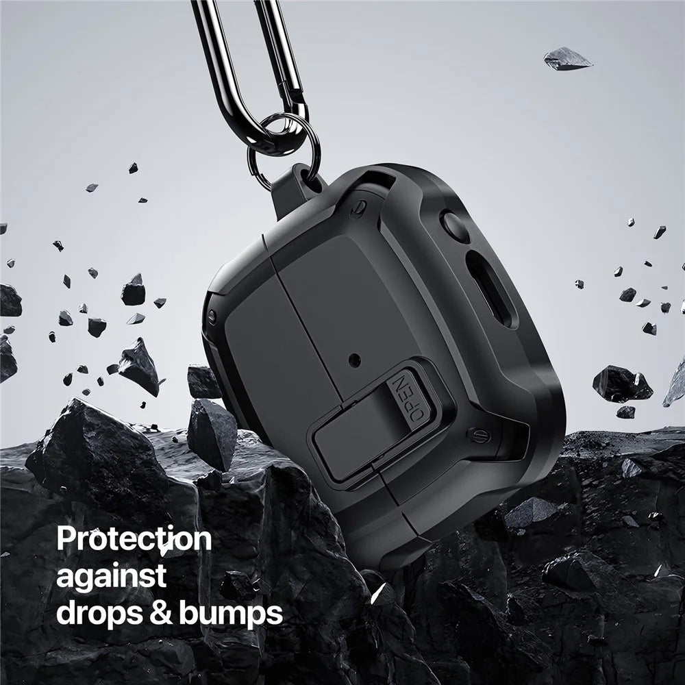 DUX DUCIS SECH Series For Samsung Galaxy Buds3 Pro / Buds3 Earbuds Case PC+TPU Protective Cover with Hook - Black - 6