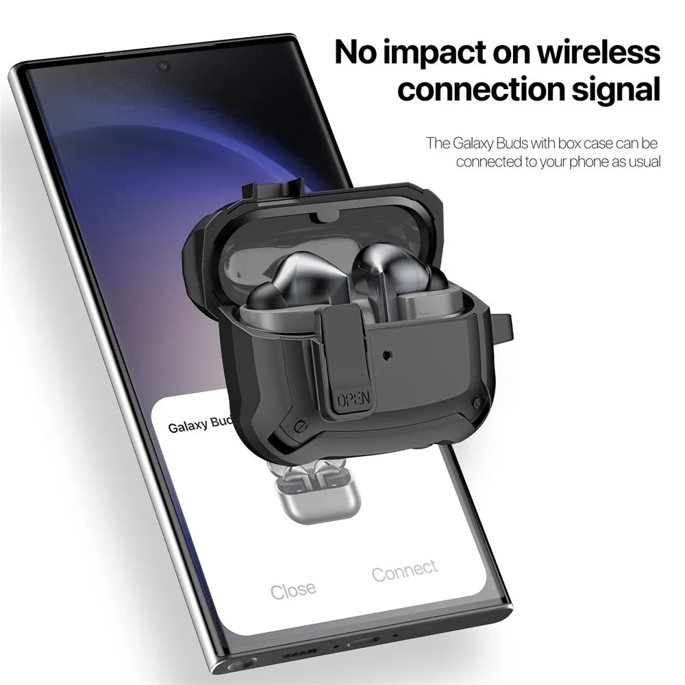 DUX DUCIS SECH Series For Samsung Galaxy Buds3 Pro / Buds3 Earbuds Case PC+TPU Protective Cover with Hook - Black - 7