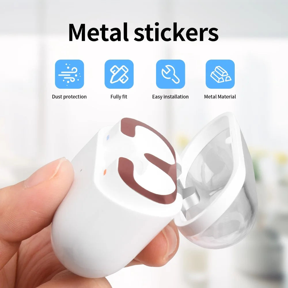 For Samsung Galaxy Buds3 Charging Case Bluetooth-compatible Earbuds Metal Sticker Anti-Dust Protective Decals - Rose Gold - 3