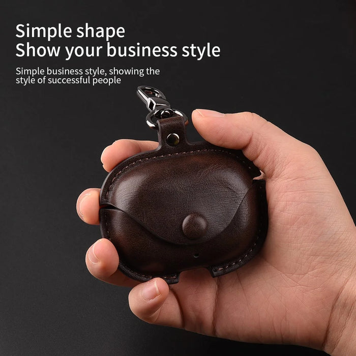 For Realme Buds T300 Charging Case Cover Leather+PC Earbuds Protective Case - Dark Brown - 5