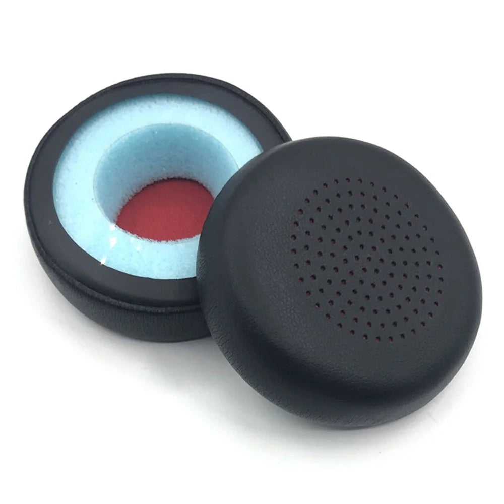 1 Pair For Plantronics Blackwire C5220 / C5210 / C7225 Headphone Earpads Leather+Memory Foam Ear Pads Cushions - Black+Red - 2