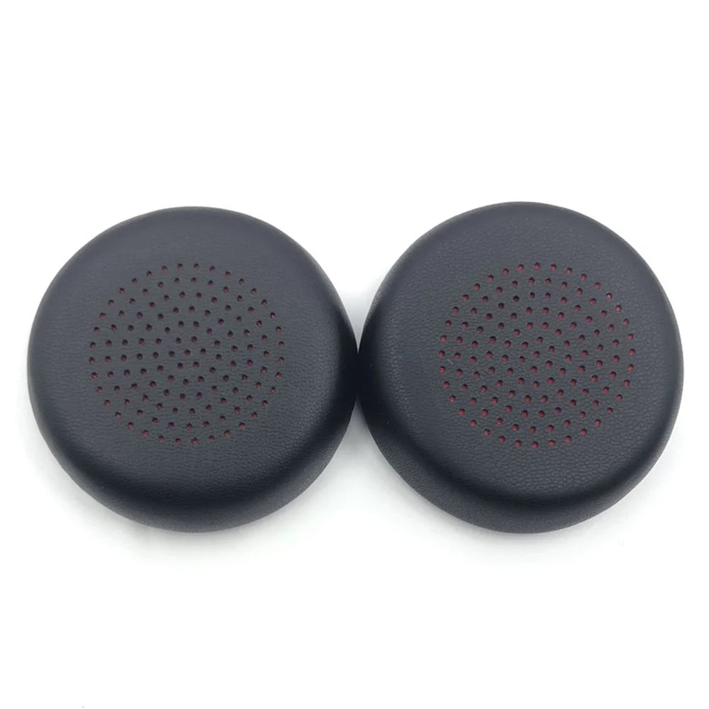 1 Pair For Plantronics Blackwire C5220 / C5210 / C7225 Headphone Earpads Leather+Memory Foam Ear Pads Cushions - Black+Red - 3