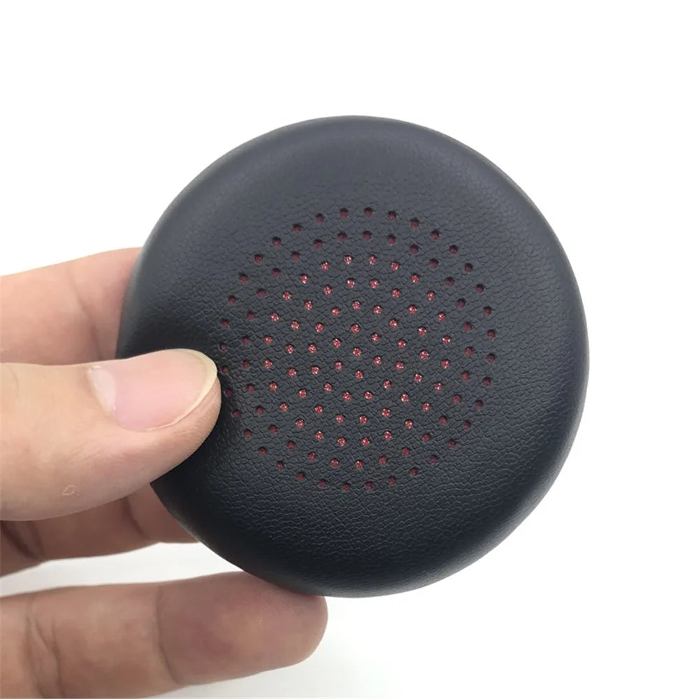 1 Pair For Plantronics Blackwire C5220 / C5210 / C7225 Headphone Earpads Leather+Memory Foam Ear Pads Cushions - Black+Red - 4