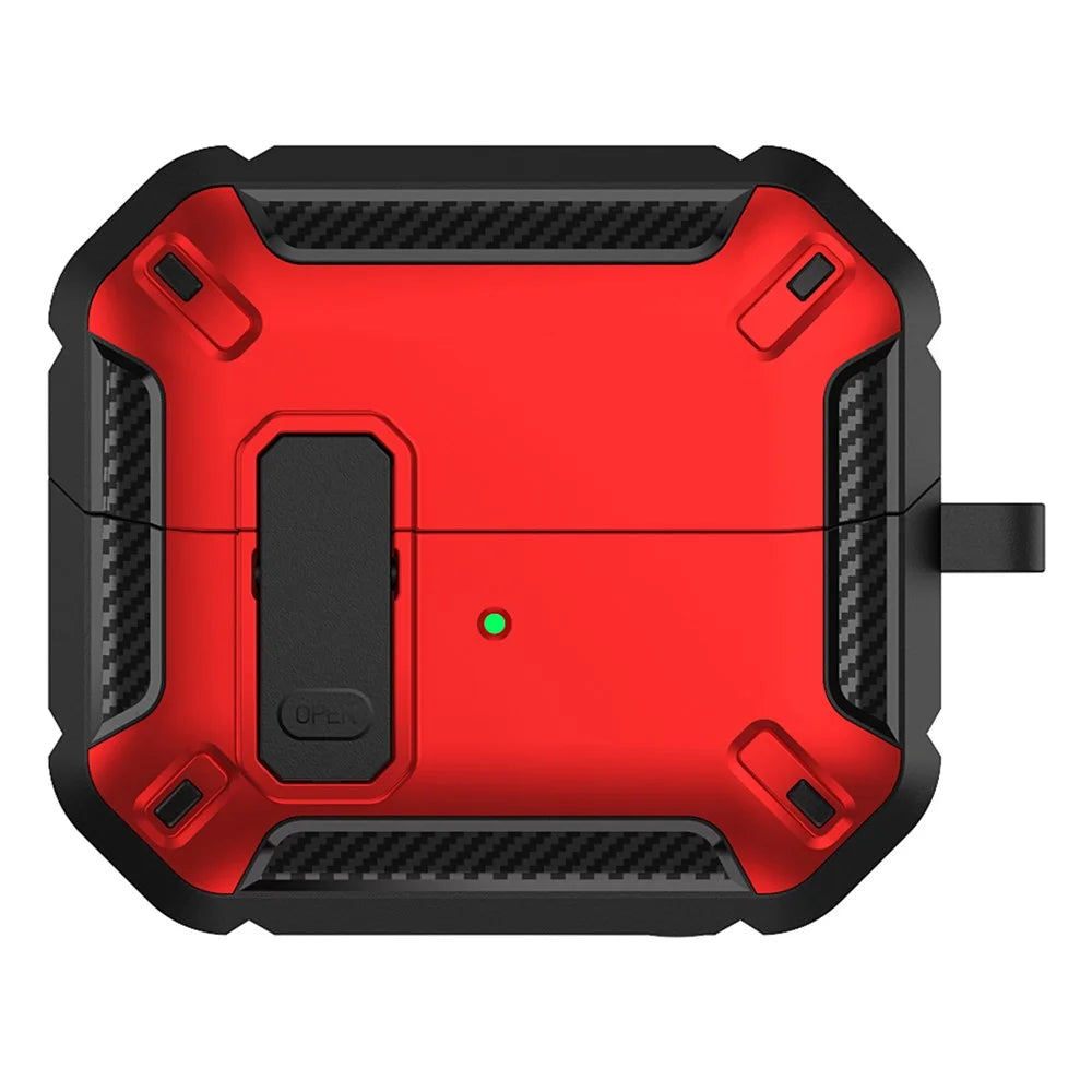 For Samsung Galaxy Buds3  /  Galaxy Buds3 Pro TPU + PC Earphone Protective Case Earbud Charging Box Drop-Proof Cover with Carabiner - Red - 2