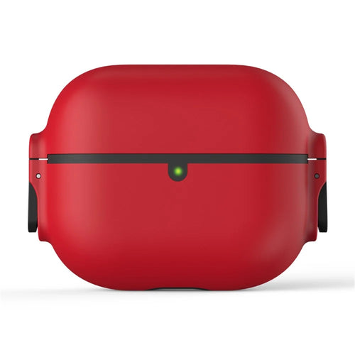 For Apple AirPods 3 Case Secure Dual-Lock Protective Silicone Cover with Carabiner - Red - 1