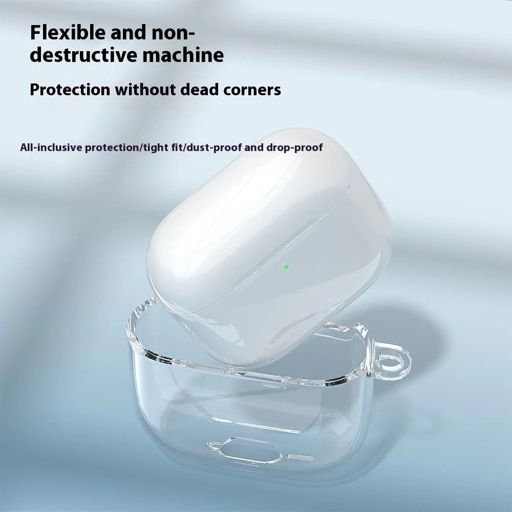For AirPods 4 Earphone Case TPU Shockproof Clear Protective Cover with Keychain - 6