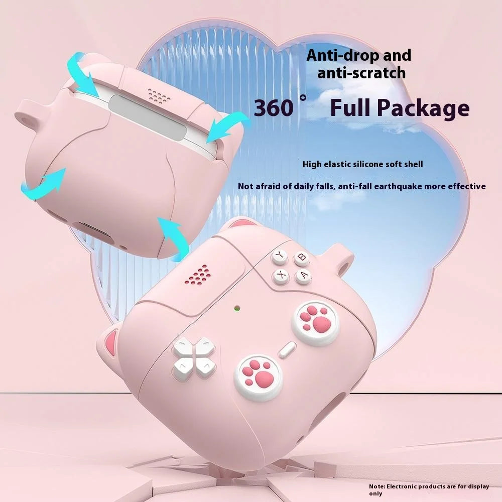 For AirPods 4 Case Cute Cat Liquid Silicone Earphone Cover - Light Pink - 2