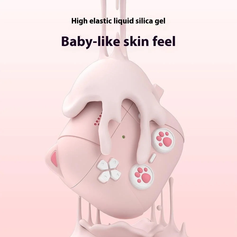 For AirPods 4 Case Cute Cat Liquid Silicone Earphone Cover - Light Pink - 5