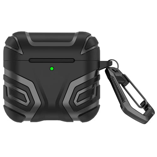 For AirPods 4 Case Split Design Soft TPU Shockproof Earphone Cover with Carabiner - Black - 1