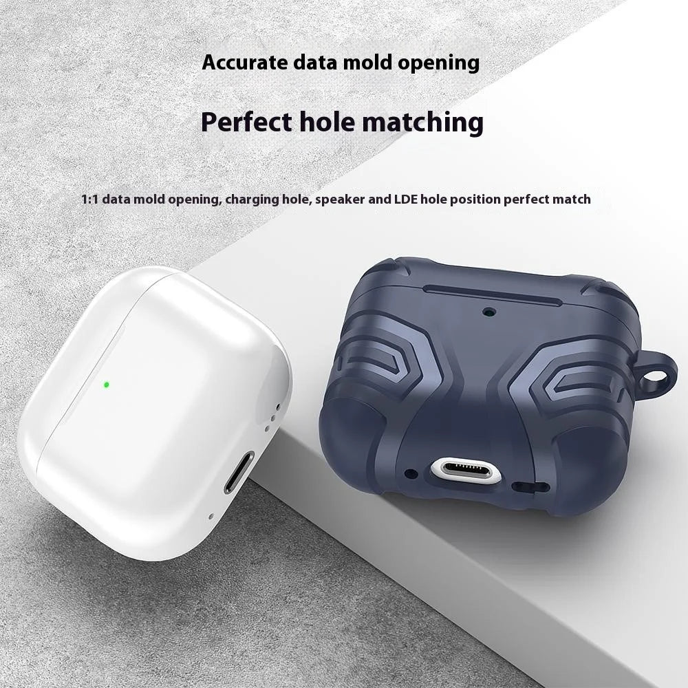 For AirPods 4 Case Split Design Soft TPU Shockproof Earphone Cover with Carabiner - Black - 6