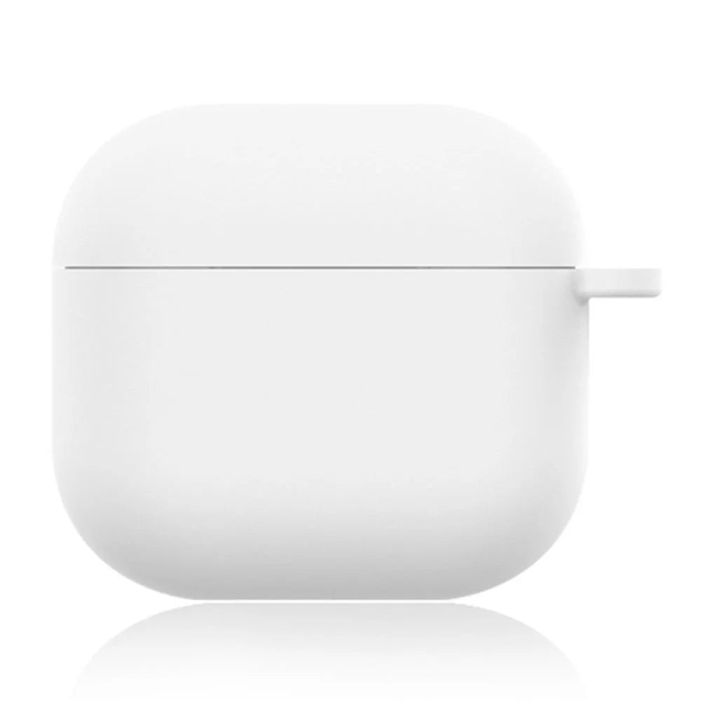 For AirPods 4 Silicone Case Soft Wireless Earbud Organizer Cover Thickness 1.5mm with Carabiner - White - 1