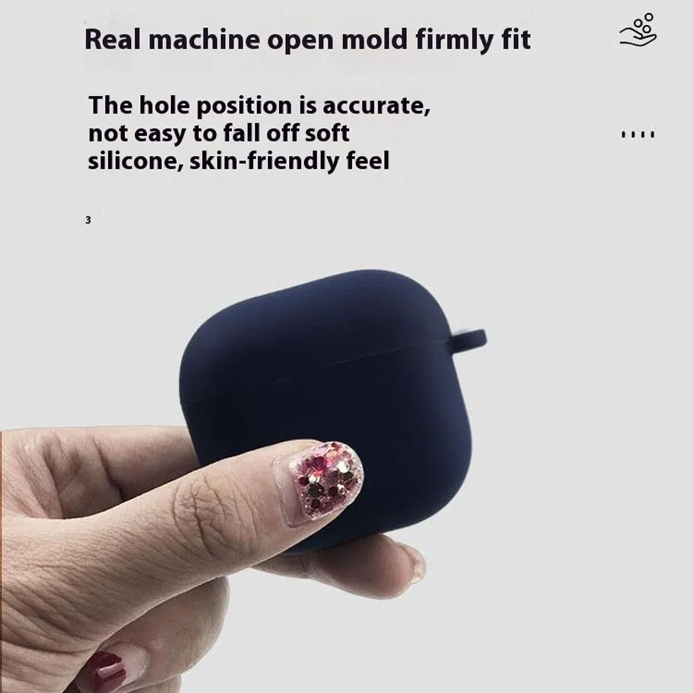 For AirPods 4 Silicone Case Soft Wireless Earbud Organizer Cover Thickness 1.5mm with Carabiner - White - 3