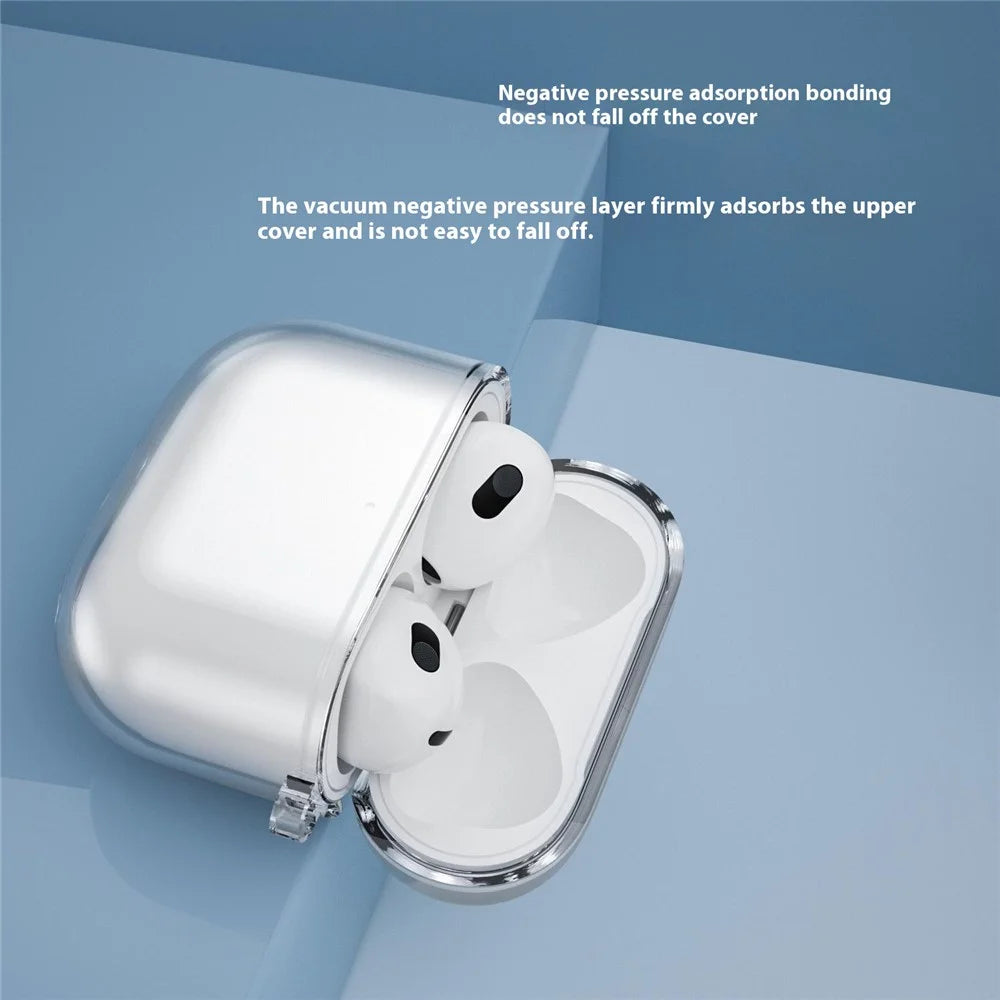 For AirPods 4 Charging Case Cover Bluetooth-compatible Earbuds Clear TPU Protective Case with Hook - Glitter Transparent - 6