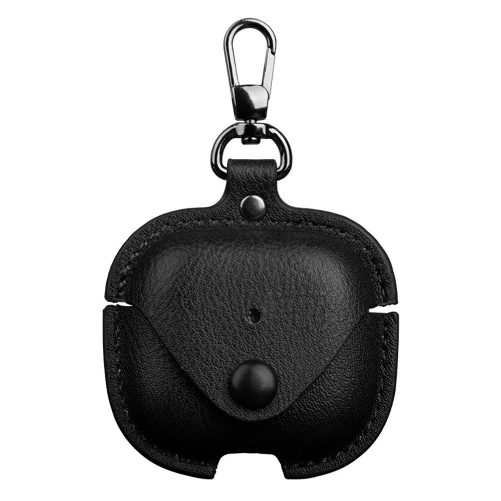 For AirPods 4 Charging Case Cover Leather+PC Earbuds Protective Case - Black - 1