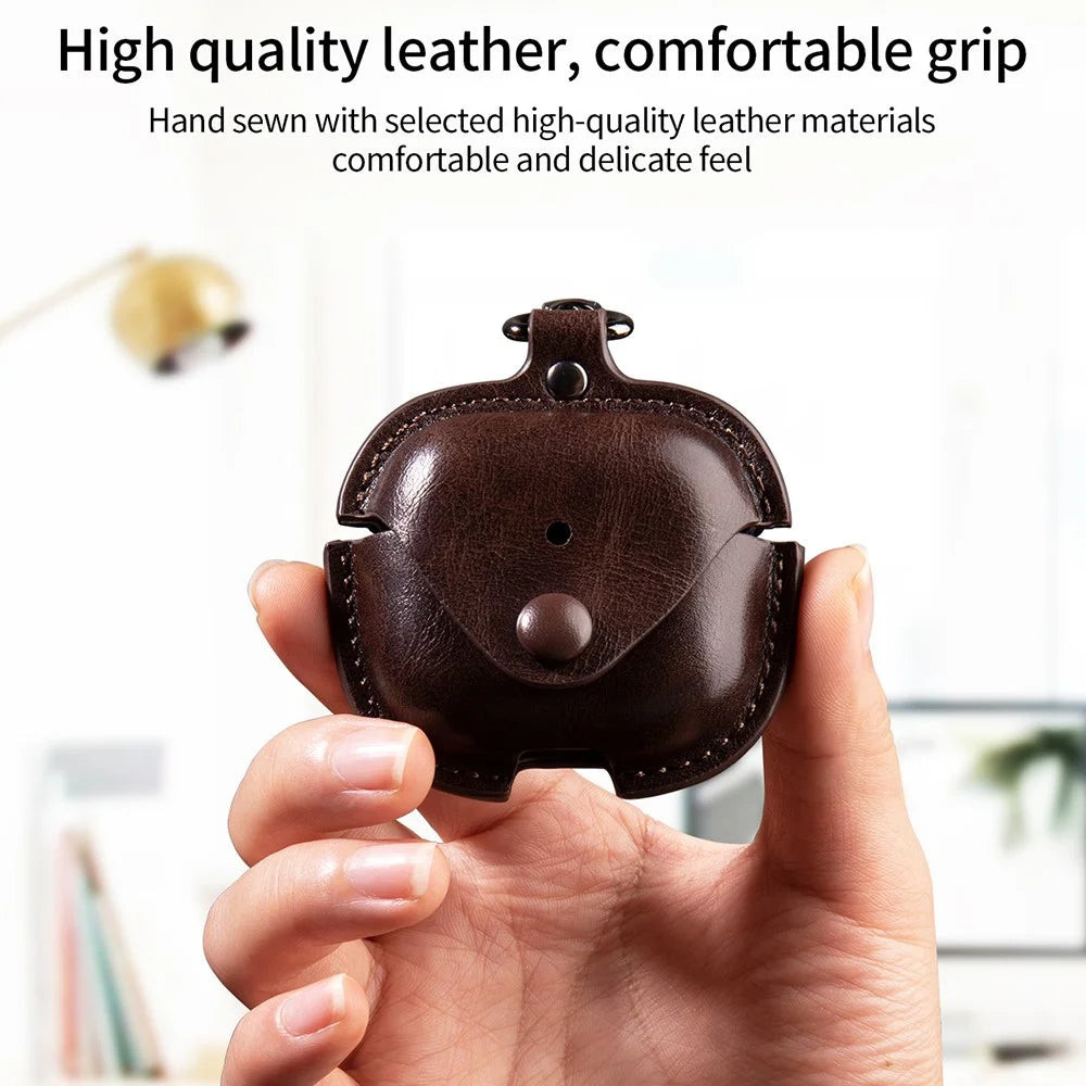 For AirPods 4 Charging Case Cover Leather+PC Earbuds Protective Case - Black - 3