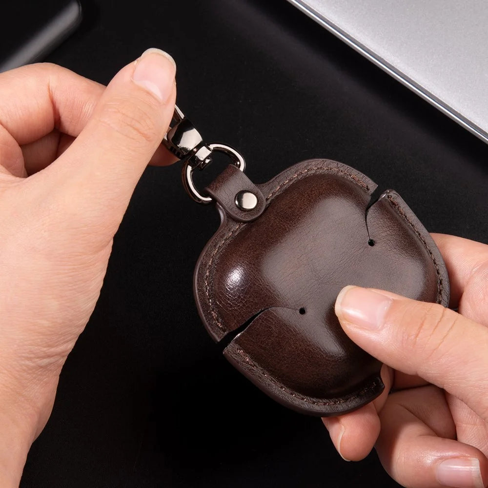 For AirPods 4 Charging Case Cover Leather+PC Earbuds Protective Case - Black - 4