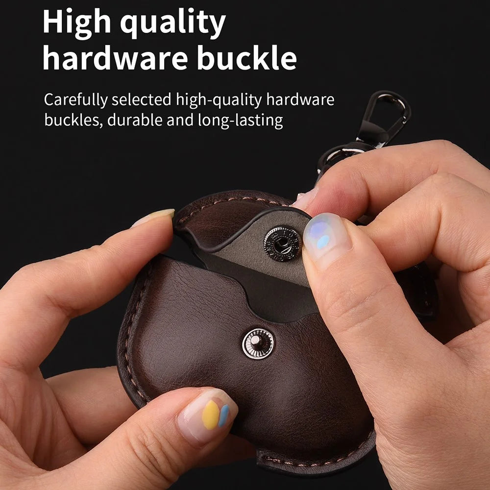 For AirPods 4 Charging Case Cover Leather+PC Earbuds Protective Case - Black - 5
