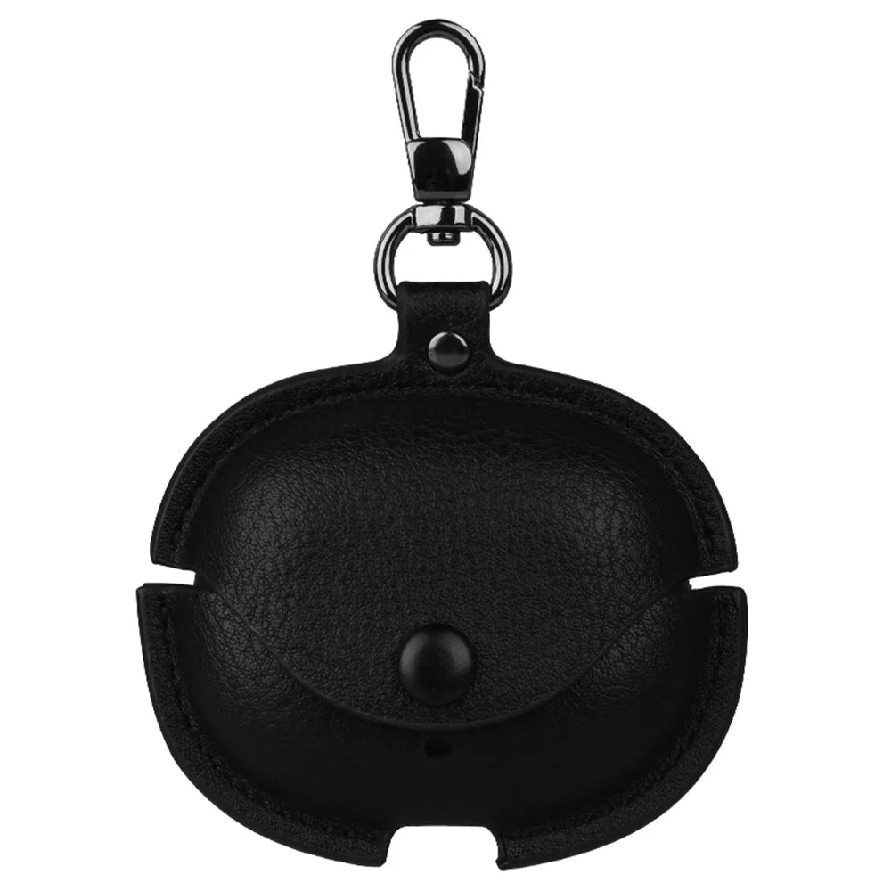 For Realme Buds Air 5 Pro Charging Case Cover Leather+PC Earbuds Protective Case - Black - 1