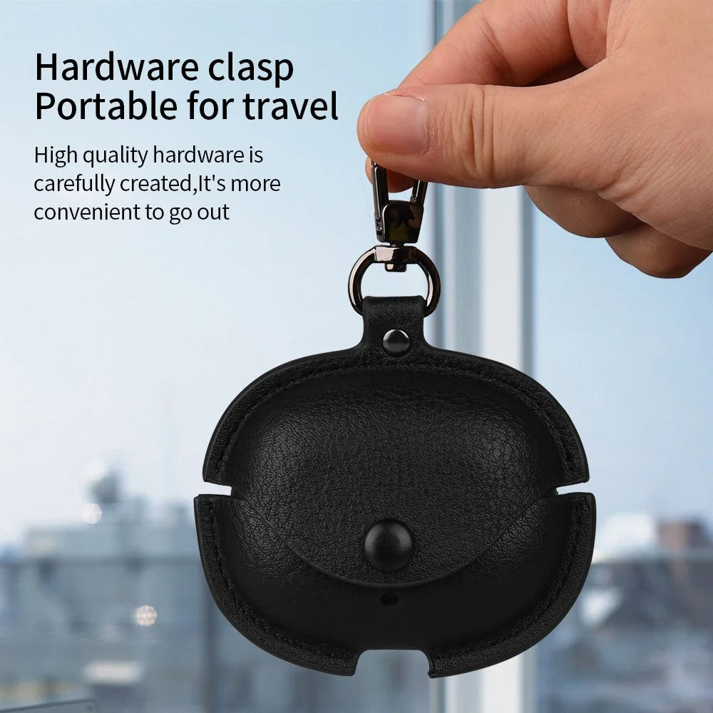 For Realme Buds Air 5 Pro Charging Case Cover Leather+PC Earbuds Protective Case - Black - 5