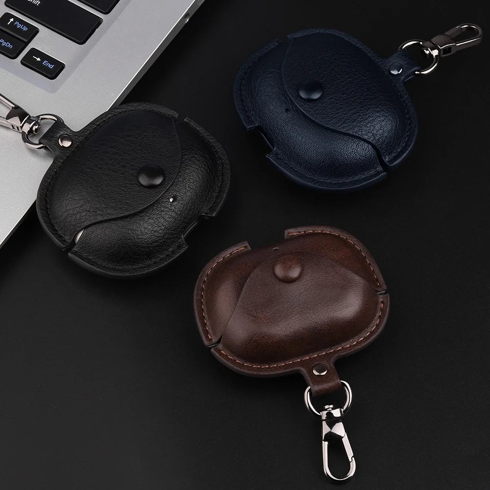 For Realme Buds Air 5 Pro Charging Case Cover Leather+PC Earbuds Protective Case - Black - 7
