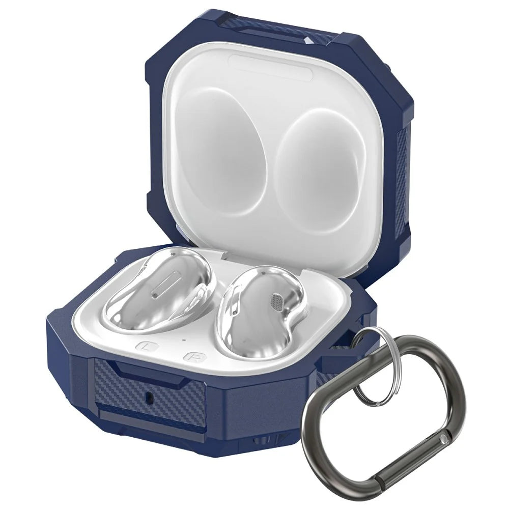 For Samsung Galaxy Buds Live / Buds Pro / Buds2 Case Bluetooth-compatible Earbuds TPU Cover with Hook - Sapphire - 1
