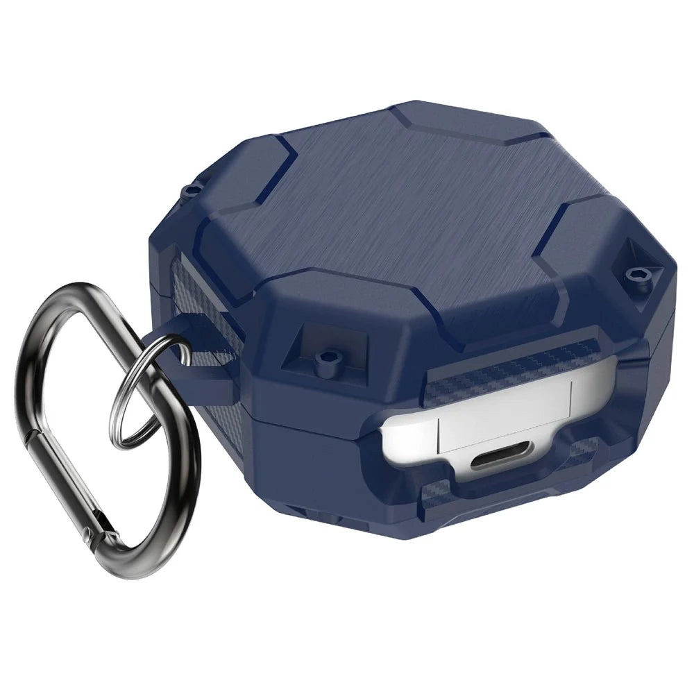 For Samsung Galaxy Buds Live / Buds Pro / Buds2 Case Bluetooth-compatible Earbuds TPU Cover with Hook - Sapphire - 3
