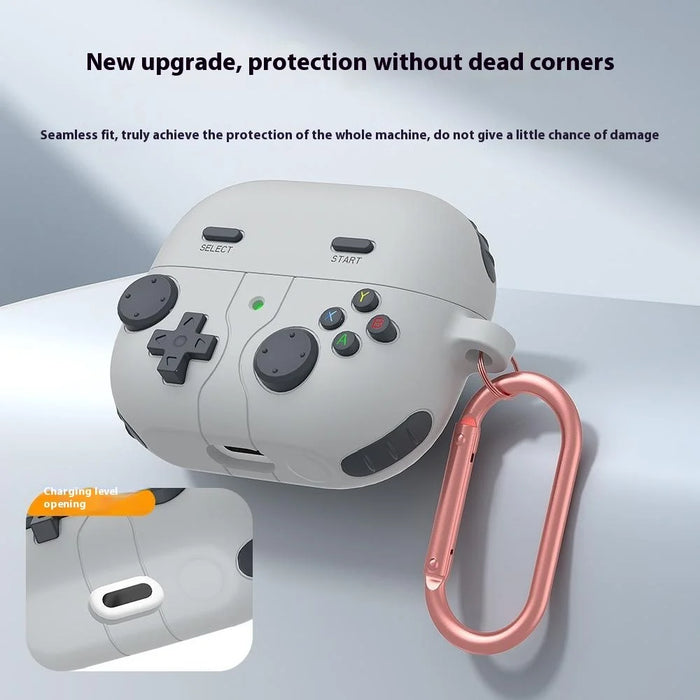 For Samsung Galaxy Buds3 Pro / Buds3 Game Console Design Protective Case Bluetooth-compatible Earphones Silicone Cover - Light Grey - 2