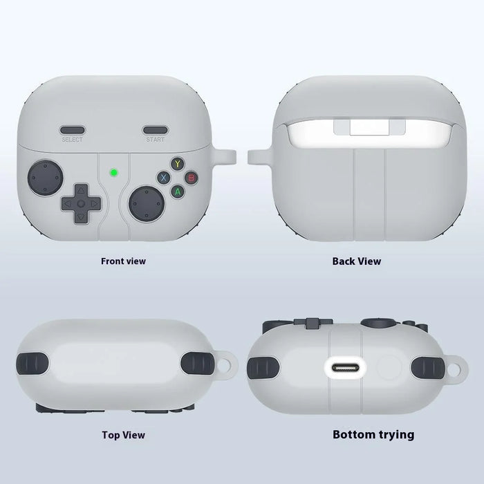For Samsung Galaxy Buds3 Pro / Buds3 Game Console Design Protective Case Bluetooth-compatible Earphones Silicone Cover - Light Grey - 3