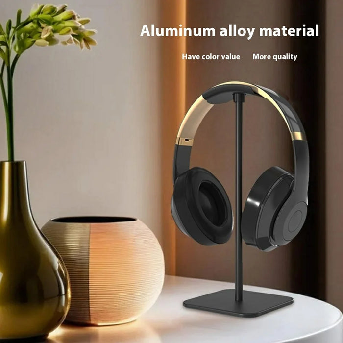 JD079 Headphone Desktop Stand Aluminum Alloy + Silicone Gaming Headset Holder Rack - Black - 2